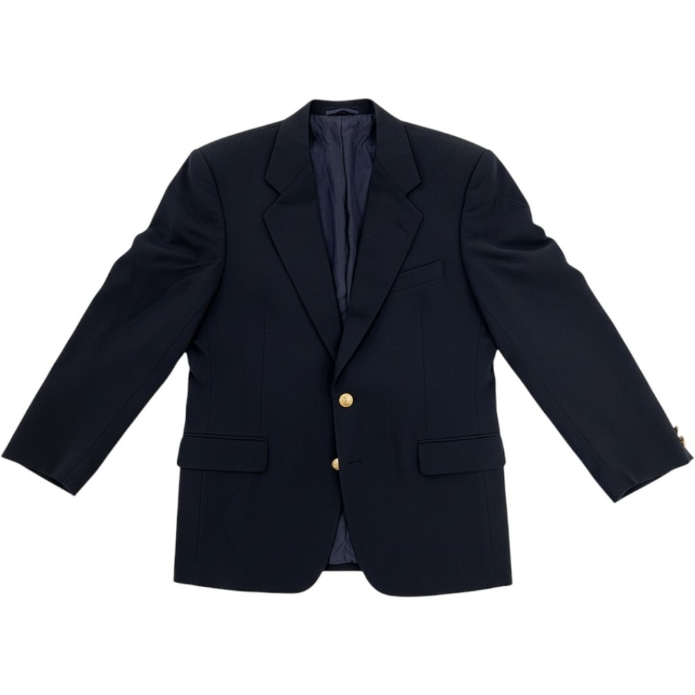 Hickey Freeman Collection Navy Blue Blazer Gold Crest Buttons Van Boven Mens 40R